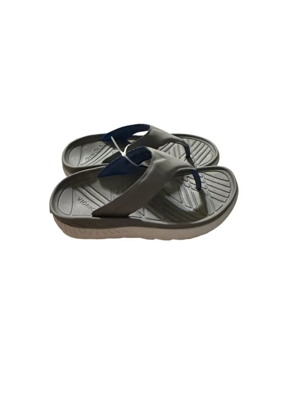 Vionic Mens Gray Flip Flop Sandals With Arch Support & Durable Outsole - Size 8